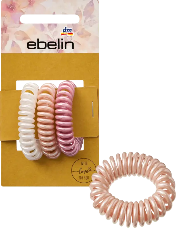 ebelin Spiralhaarhaargummis, weiß/peach/rosa