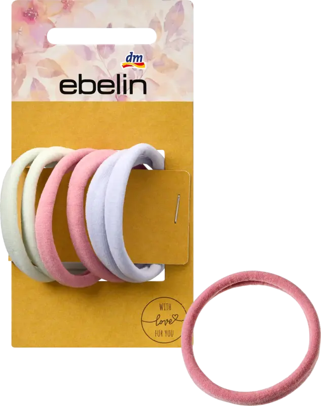 ebelin Haargummis weich, weiß/rosa/hellblau