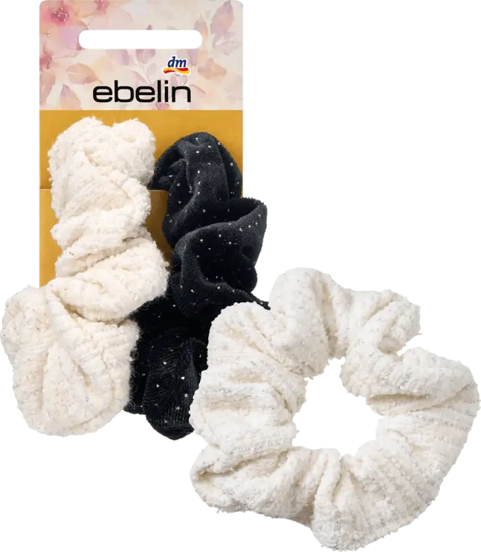 ebelin Scrunchies, weiß/schwarz