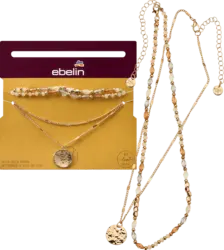 ebelin Halskette mit Perlen und Anhänger, Gold-Optik