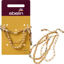 ebelin Armband 3in1 mit Perlen, Gold-Optik