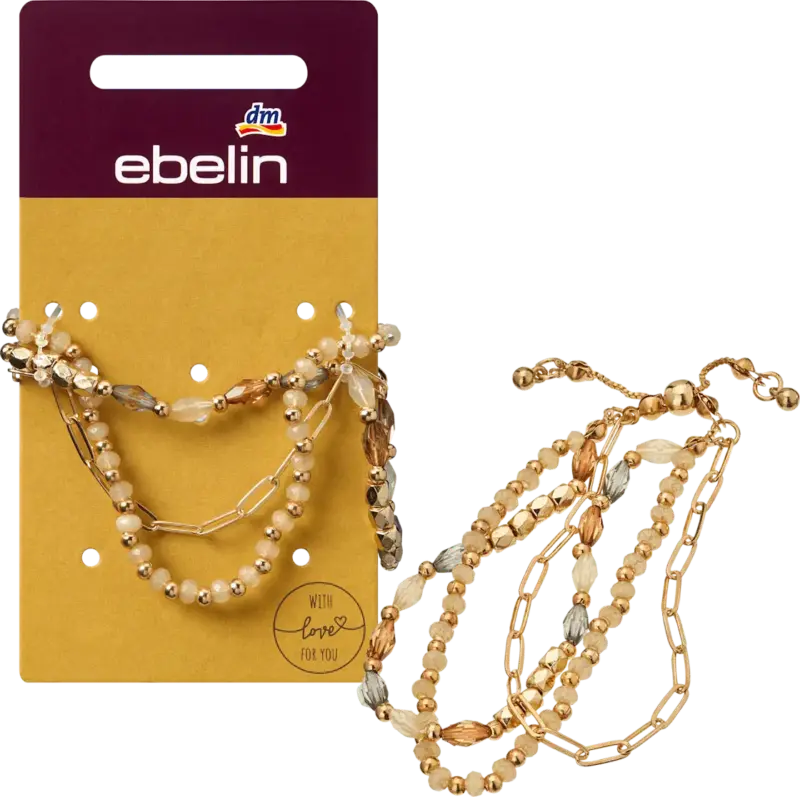 ebelin Armband 3in1 mit Perlen, Gold-Optik