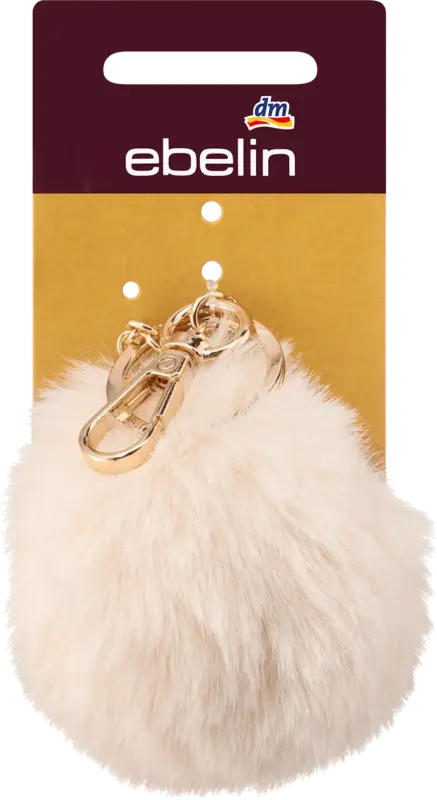 ebelin Schüsselanhänger Fellball, creme