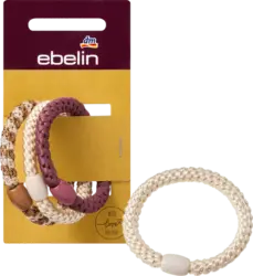 ebelin Haargummis geflochten, Braun, Rot, Weiß