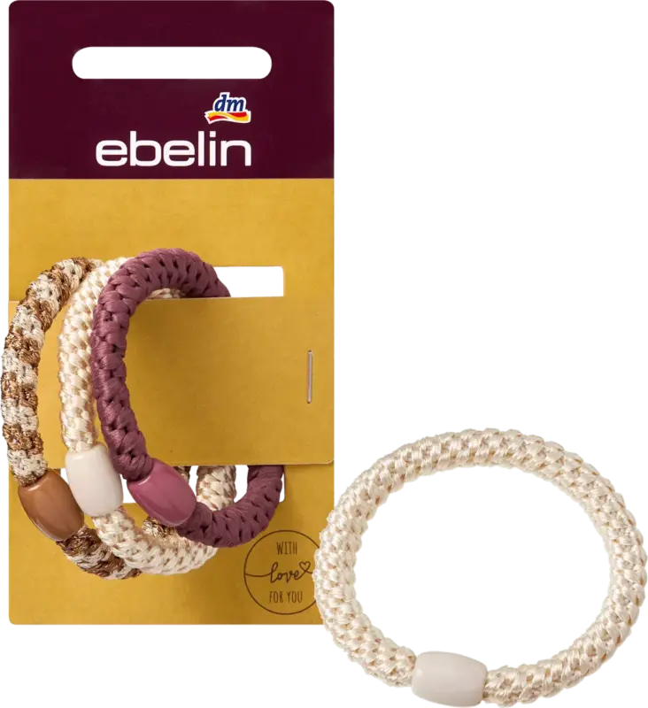 ebelin Haargummis geflochten, Braun, Rot, Weiß