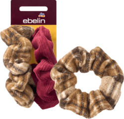 ebelin Scrunchies, Braun-kariert, Kirschrot