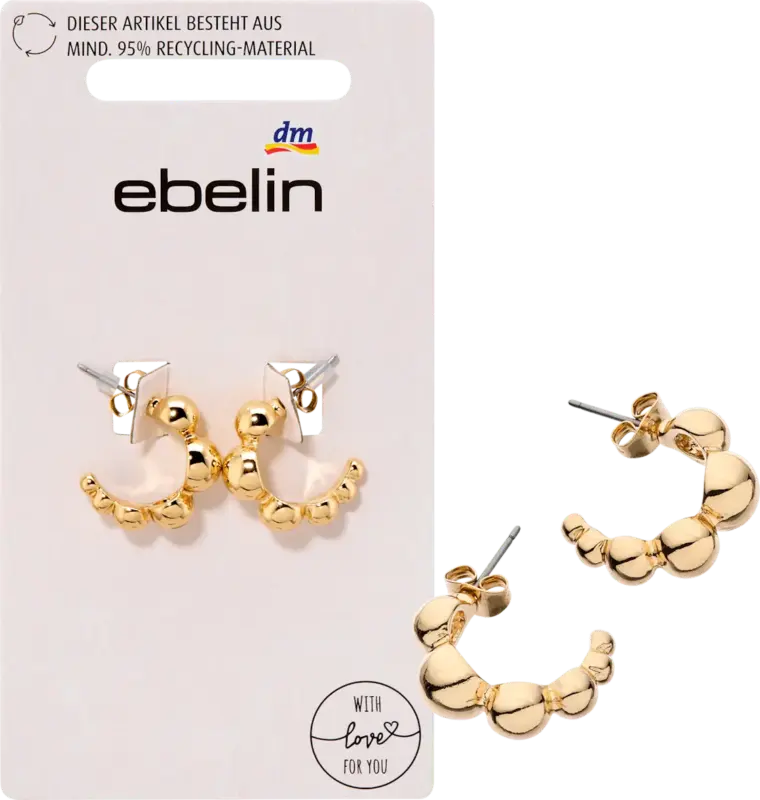 ebelin Creolen mit Bubbles recycelt, Gold-Optik