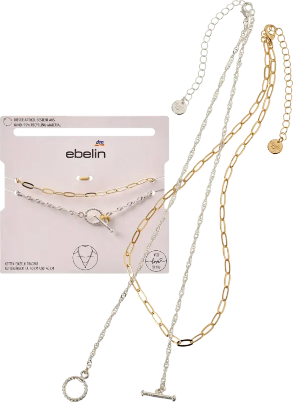 ebelin Halsketten recycelt, Silber- & Gold-Optik