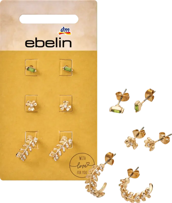 ebelin Ohrstecker Blüten, Gold-Optik