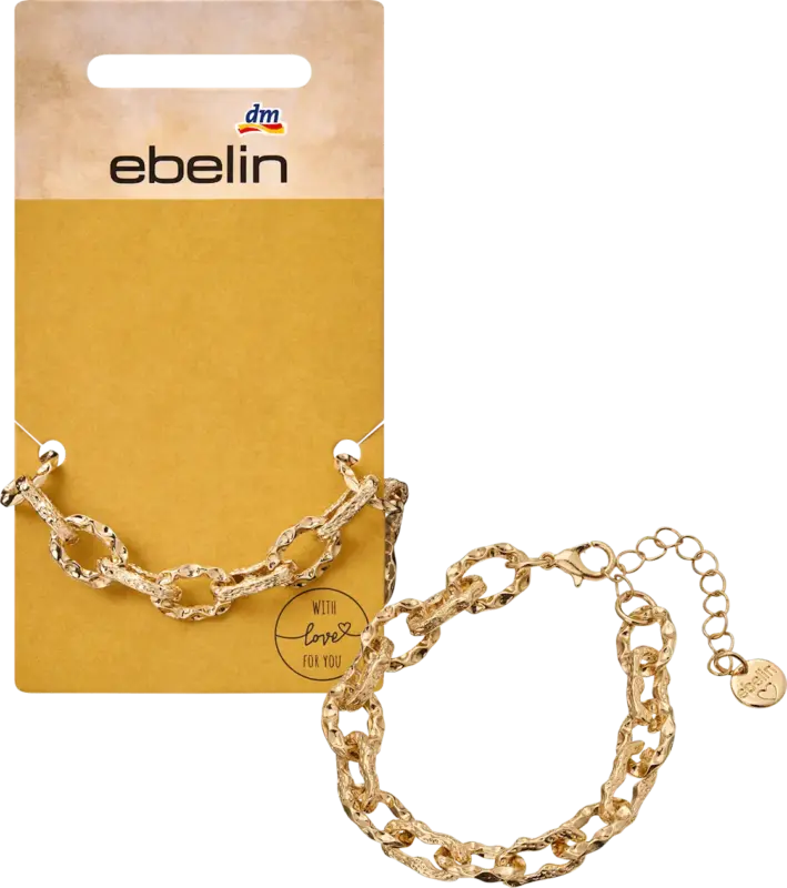 ebelin Armband Gliederkette gehämmert, Gold-Optik