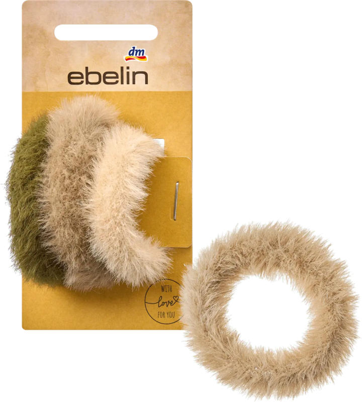 ebelin Haargummis Fell-Optik, Grün, Grau, Beige