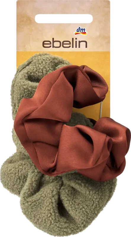 ebelin Scrunchies Teddy & Satin, Grün, Rot