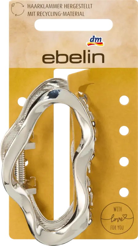 ebelin Haarklammer organische Form recycelt, Silber-Optik