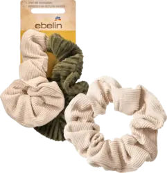 ebelin Scrunchies Kord recycelt, Creme, Grün