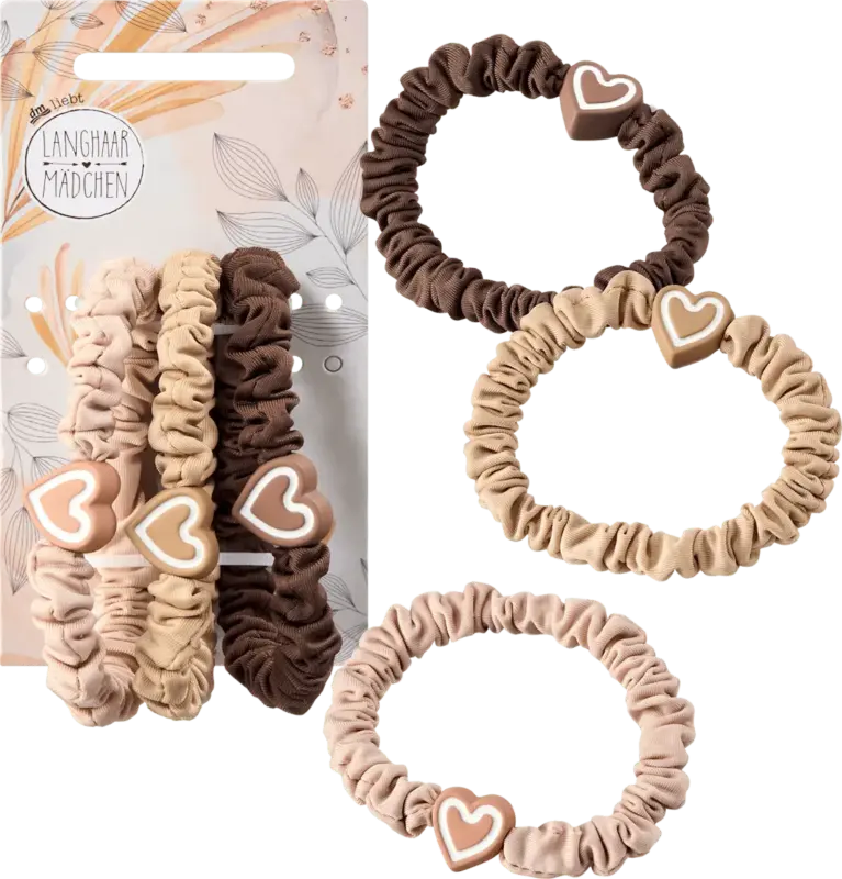Langhaarmädchen Scrunchies gerafft mit Herz-Charm
