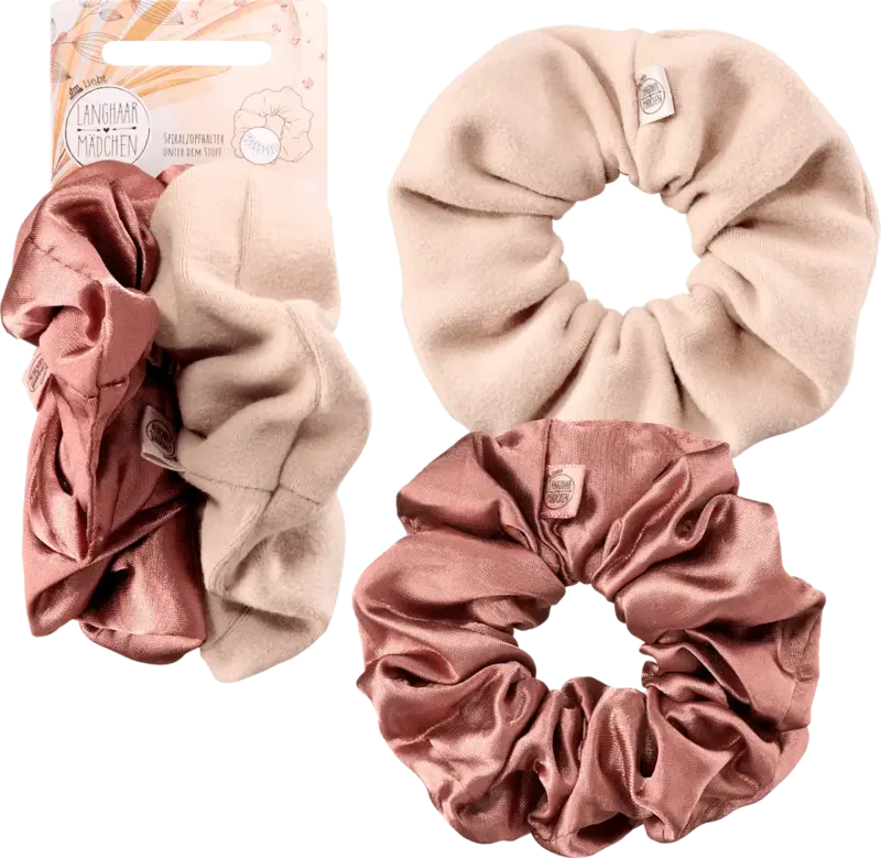 Langhaarmädchen Scrunchies, Altrosa, Beige