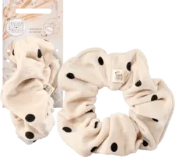 Langhaarmädchen Scrunchies Polka Dots, Beige-Schwarz