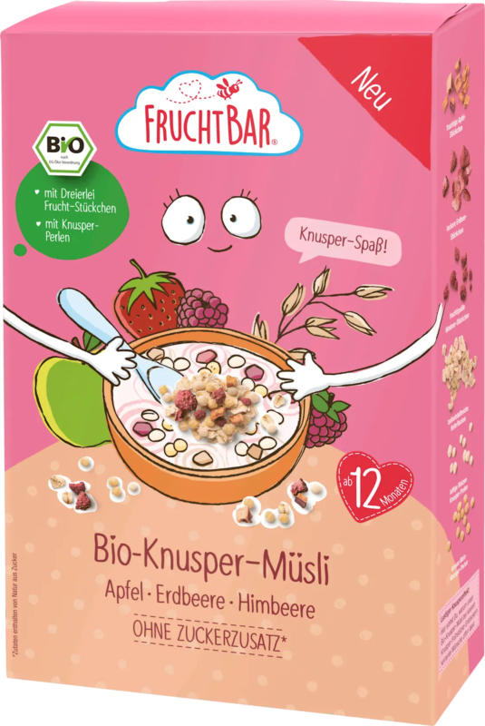 FruchtBar Kinder Knusper-Müsli Apfel, Erdbeere & Himbeere ab 12 Monaten