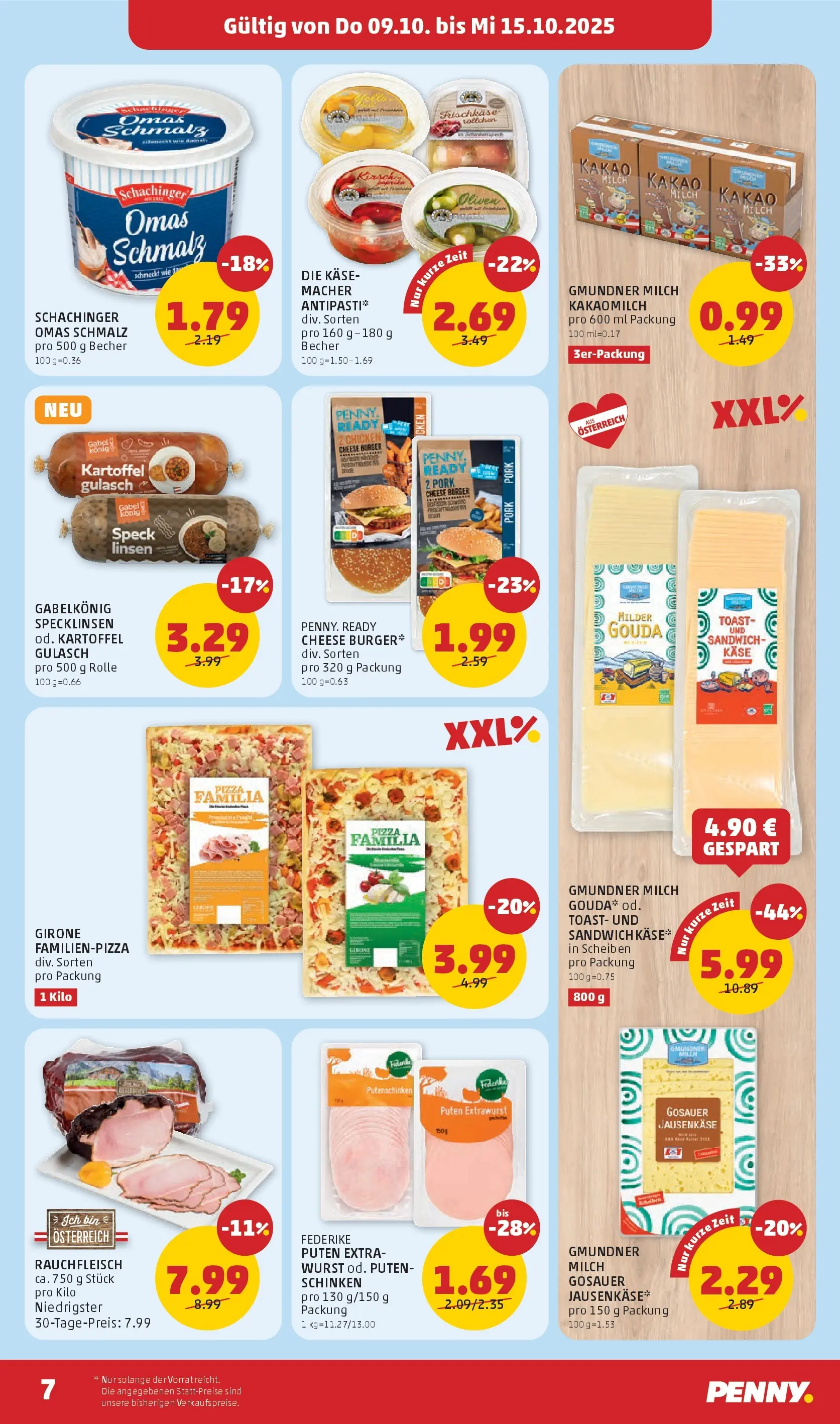Penny Markt Flugblatt ab (09.10.2025) - Angebote, Prospekt | Seite: 7 | Produkte: Wurst, Dolce gusto kapszula, Szeder, Käse