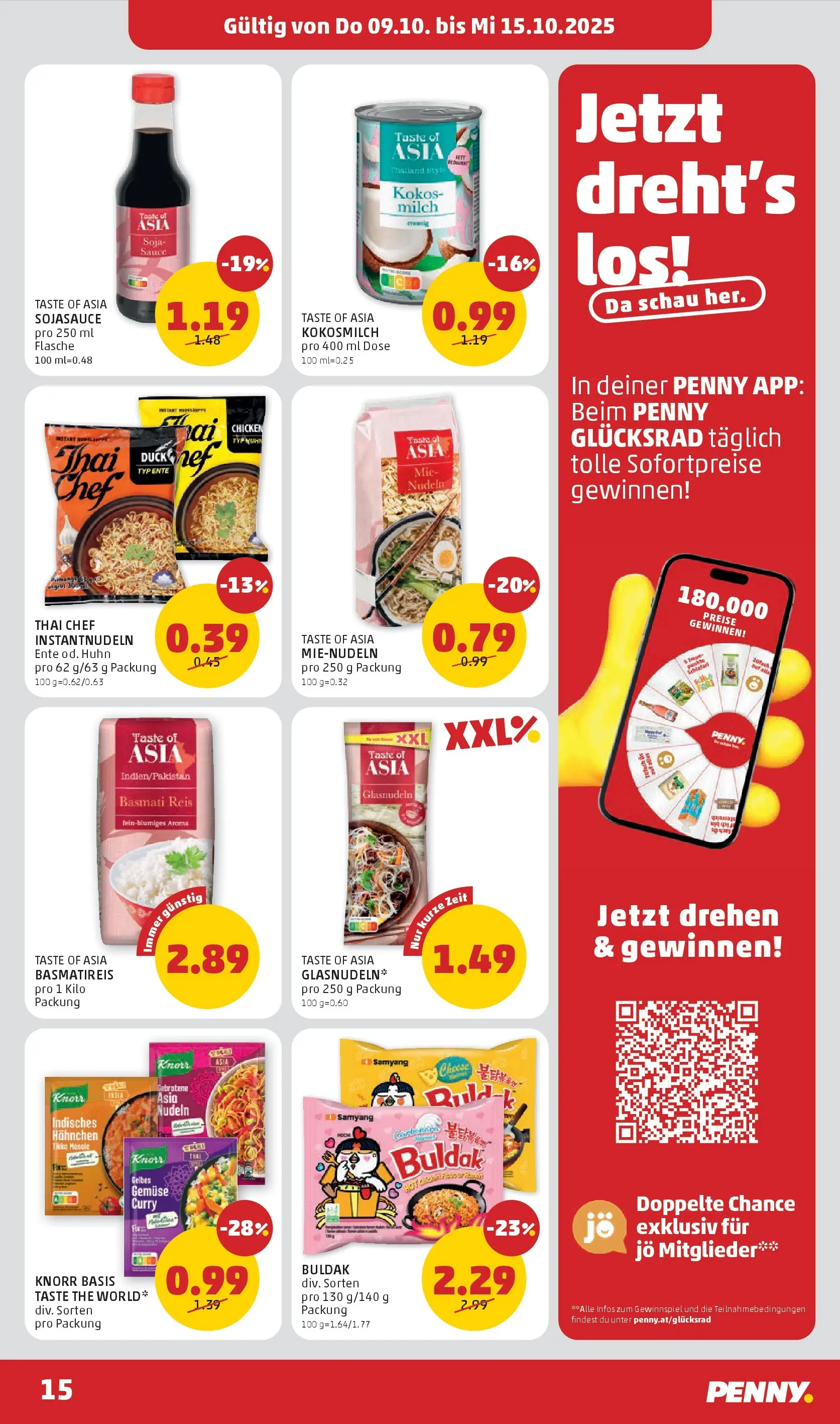 Penny Markt Flugblatt ab (09.10.2025) - Angebote, Prospekt | Seite: 15 | Produkte: Gemüse, Milch, Reis, Nudeln
