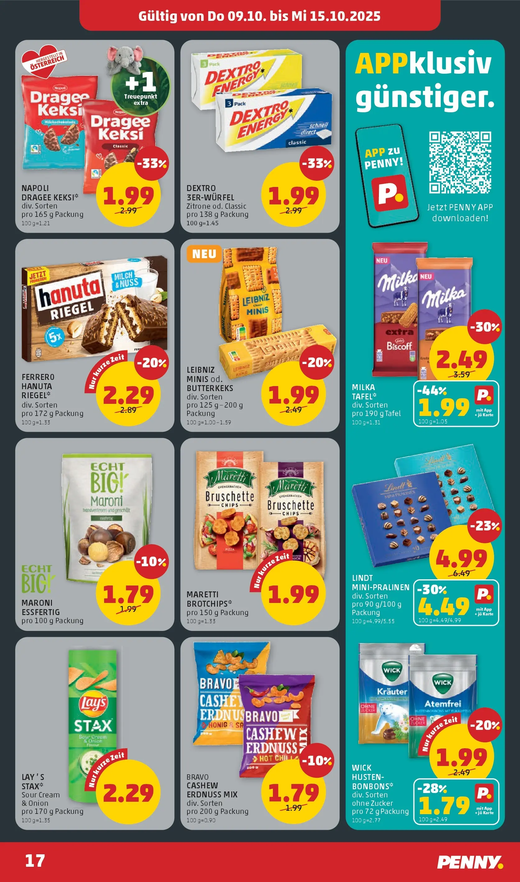 Penny Markt Flugblatt ab (09.10.2025) - Angebote, Prospekt | Seite: 17 | Produkte: Chips, Zucker, Zitrone, Milch
