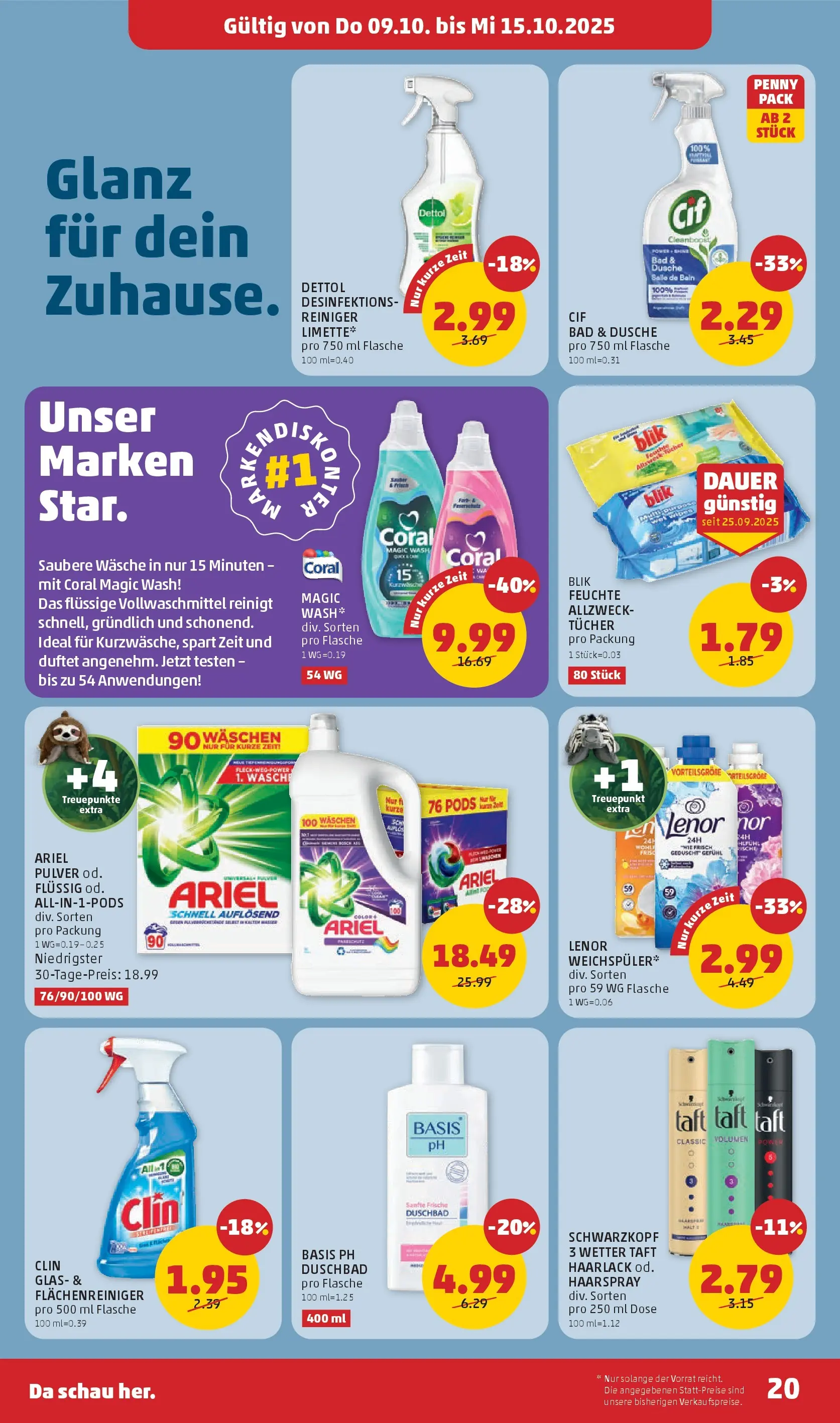 Penny Markt Flugblatt ab (09.10.2025) - Angebote, Prospekt | Seite: 20 | Produkte: Bad, Dusche, Haarspray