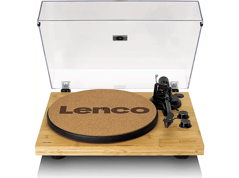 Lenco LBT-335BA - Plattenspieler mit Bluetooth, Gehäuse aus echtem Bambus und Ortofon 2M Red Tonabnehmer