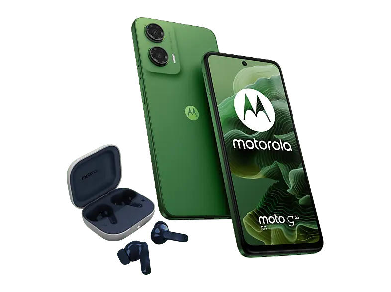 Motorola Moto G35 5G inkl. Buds Starlight Blue, 128 GB, Leaf Green, Dual SIM