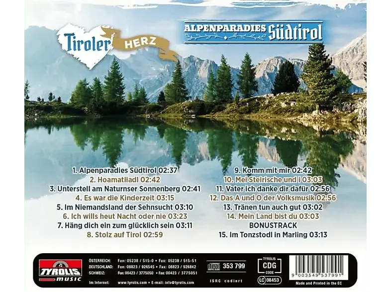 Tiroler Herz - Alpenparadies Südtirol [CD]