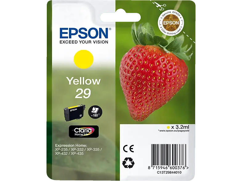 EPSON 29 Erdbeere Claria Home Single Yellow Tinte; Tintenpatrone