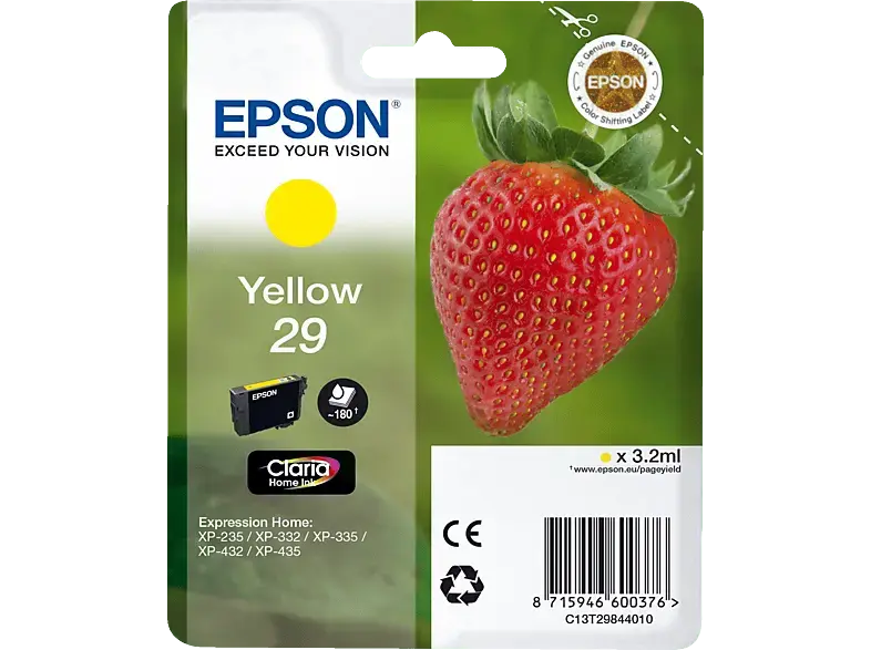 EPSON 29 Erdbeere Claria Home Single Yellow Tinte; Tintenpatrone