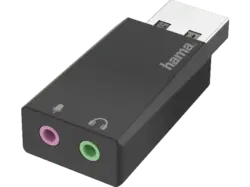 HAMA 00200323 USB-Soundkarte, USB-Stecker - 2x 3,5-mm-Klinke-Buchse, Stereo; Adapter