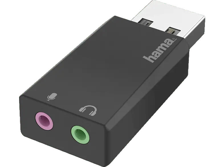HAMA 00200323 USB-Soundkarte, USB-Stecker - 2x 3,5-mm-Klinke-Buchse, Stereo; Adapter
