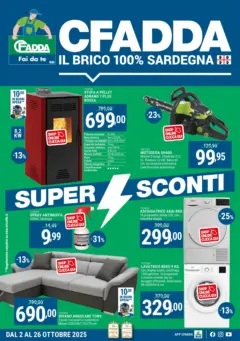 Anteprima del volantino Volantino CFadda	 valido a partire dal 02.10.2025 | Pagina: 1 | Prodotti: Lavatrice, Asciugatrice, Motosega, Divano