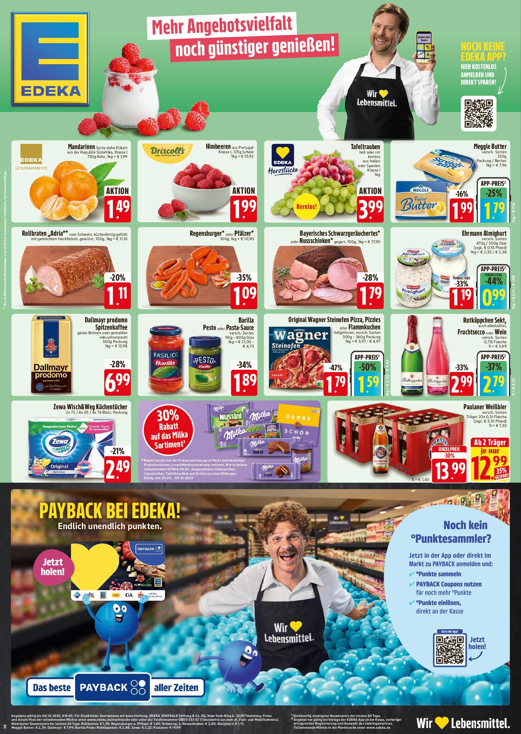Entdecke - E xpress: Zeitungsinserat (ab 30.09.2025) zum Blättern | Seite: 1 | Produkte: Butter, Milka, Fruchtsecco, Salami