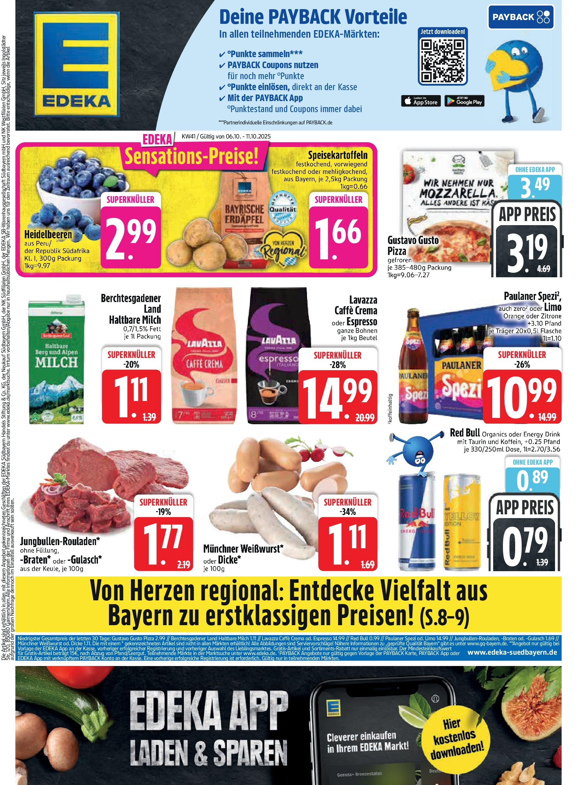 Edeka prospekt Rötz	 (ab 06.10.2025) » Angebote Online | Seite: 1 | Produkte: Red bull, Milch, Energy, Pizza