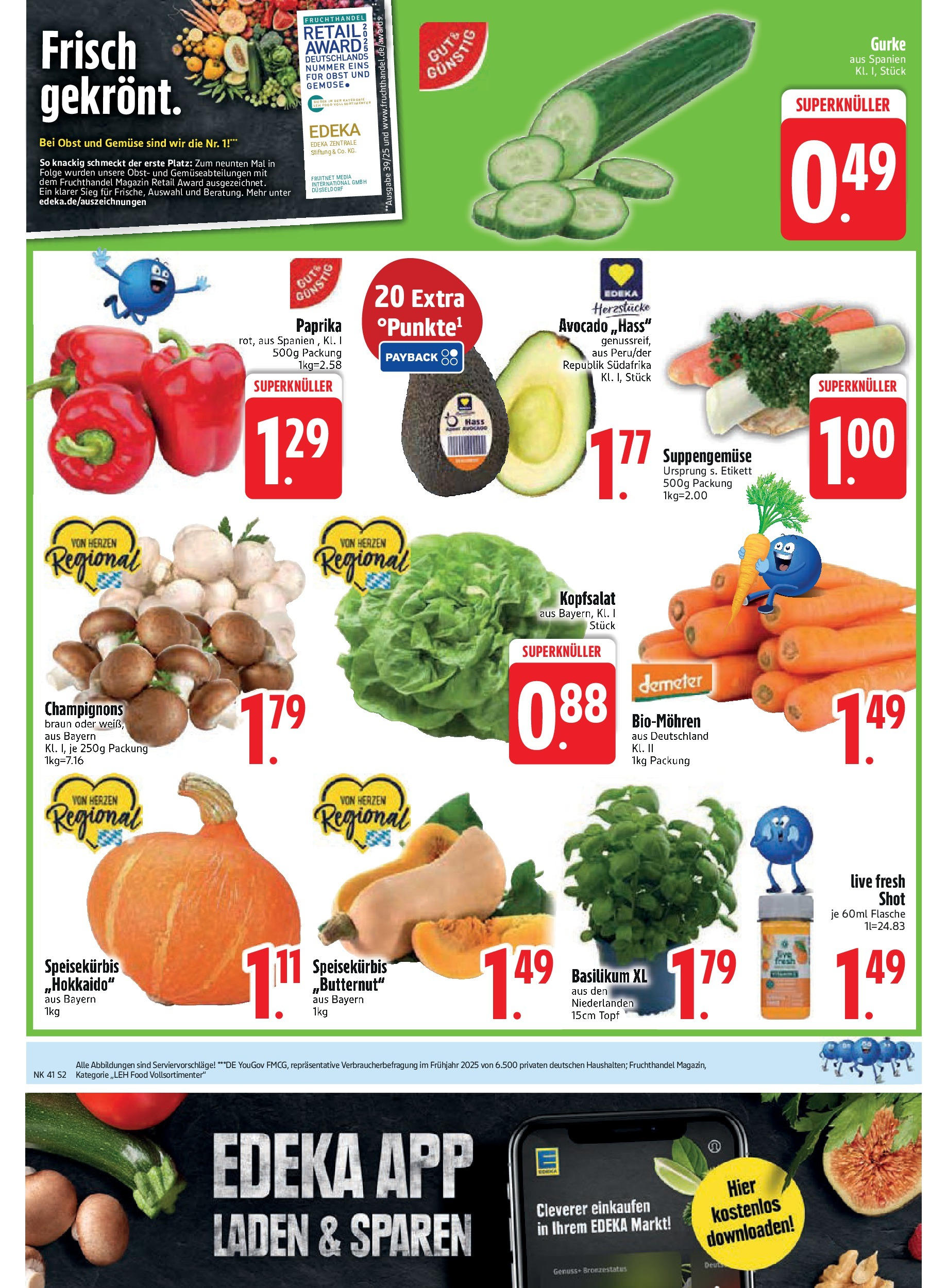 Edeka prospekt Murnau	 (ab 06.10.2025) » Angebote Online | Seite: 2 | Produkte: Avocado, Champignons, Paprika, Obst