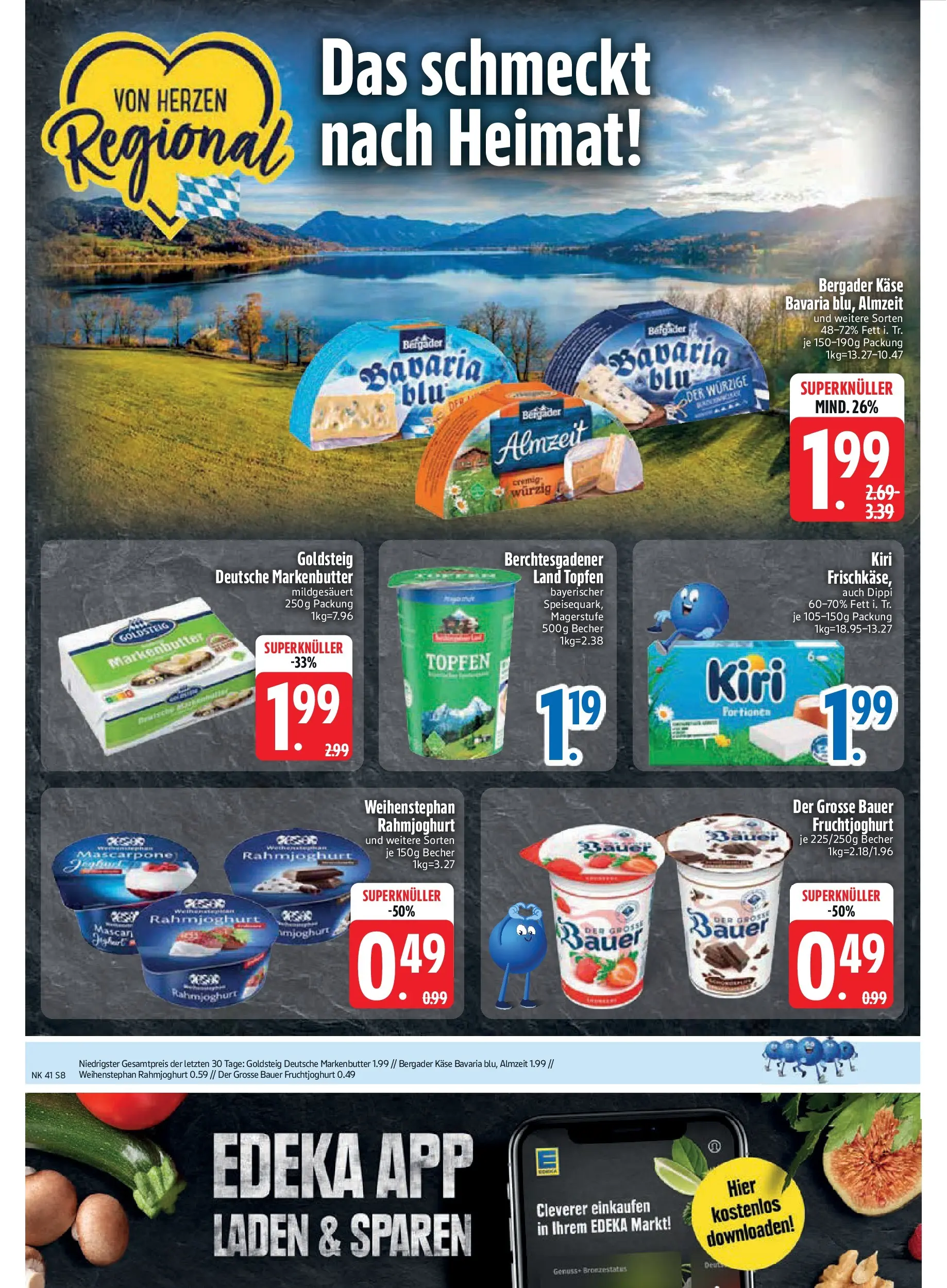 Edeka prospekt Bad Füssing	 (ab 06.10.2025) » Angebote Online | Seite: 8 | Produkte: Quark, Butter, Käse, Fruchtjoghurt