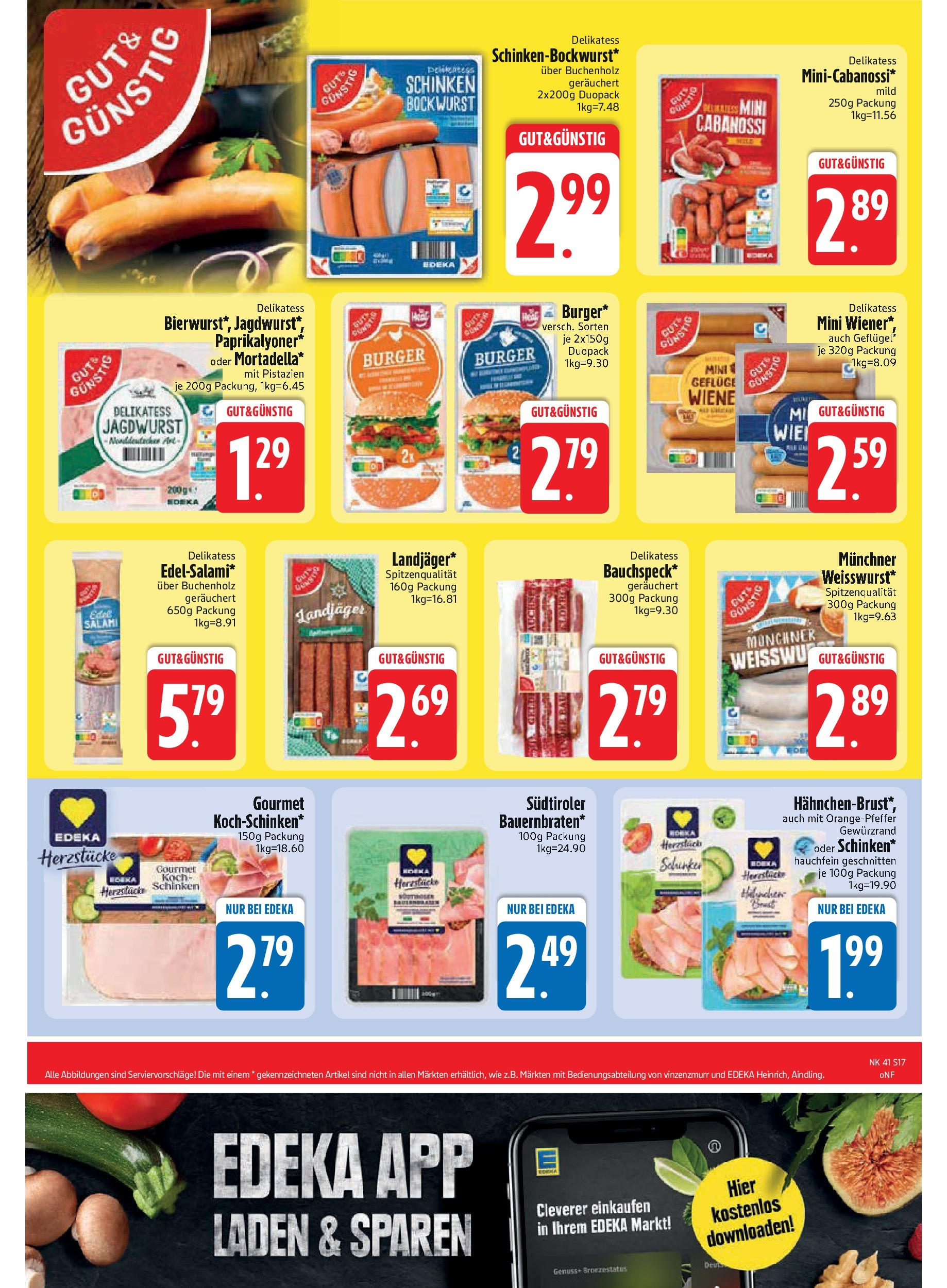 Edeka prospekt Murnau	 (ab 06.10.2025) » Angebote Online | Seite: 17 | Produkte: Bockwurst, Pistazien, Salami, Schinken