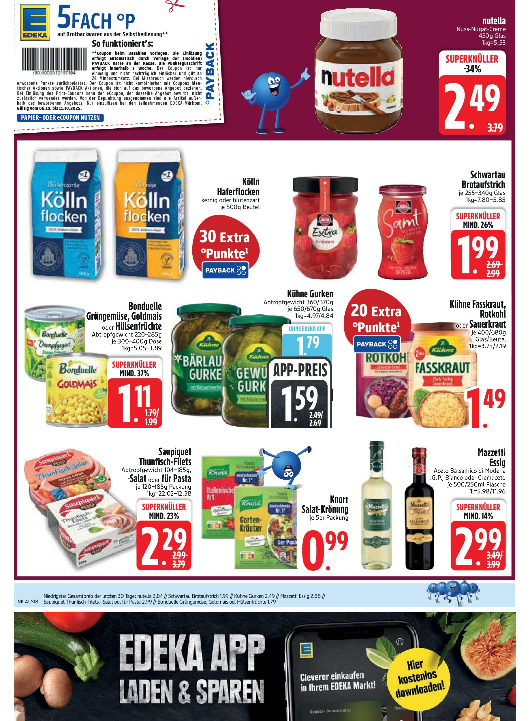 Edeka prospekt Murnau	 (ab 06.10.2025) » Angebote Online | Seite: 18 | Produkte: Kolln haferflocken, Kolln, Essig, Pasta