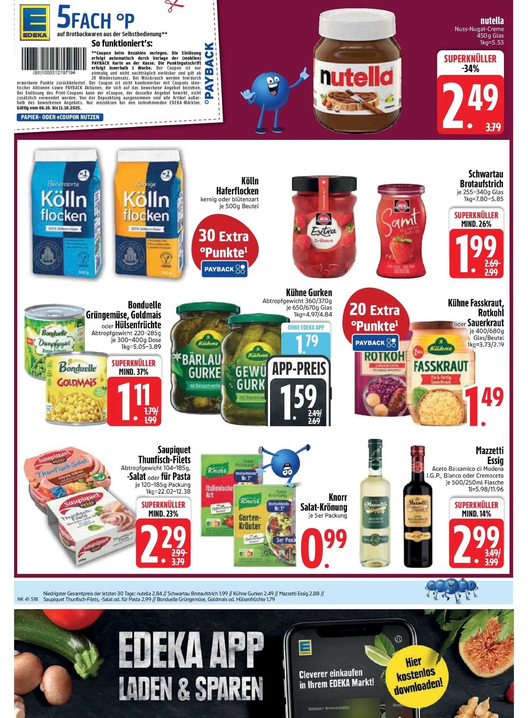Edeka prospekt Bad Füssing	 (ab 06.10.2025) » Angebote Online | Seite: 18 | Produkte: Kolln haferflocken, Thunfisch, Balsamico, Nutella