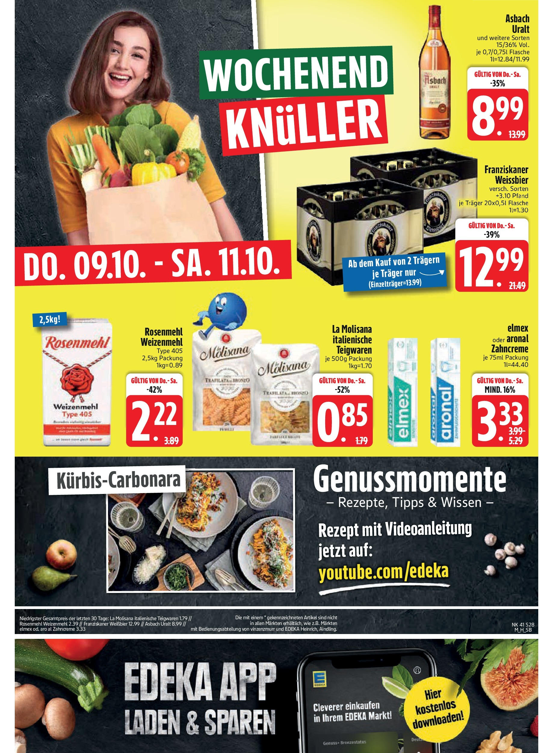 Edeka prospekt Murnau	 (ab 06.10.2025) » Angebote Online | Seite: 28 | Produkte: Weißbier, Weizenmehl, Pasta, Asbach