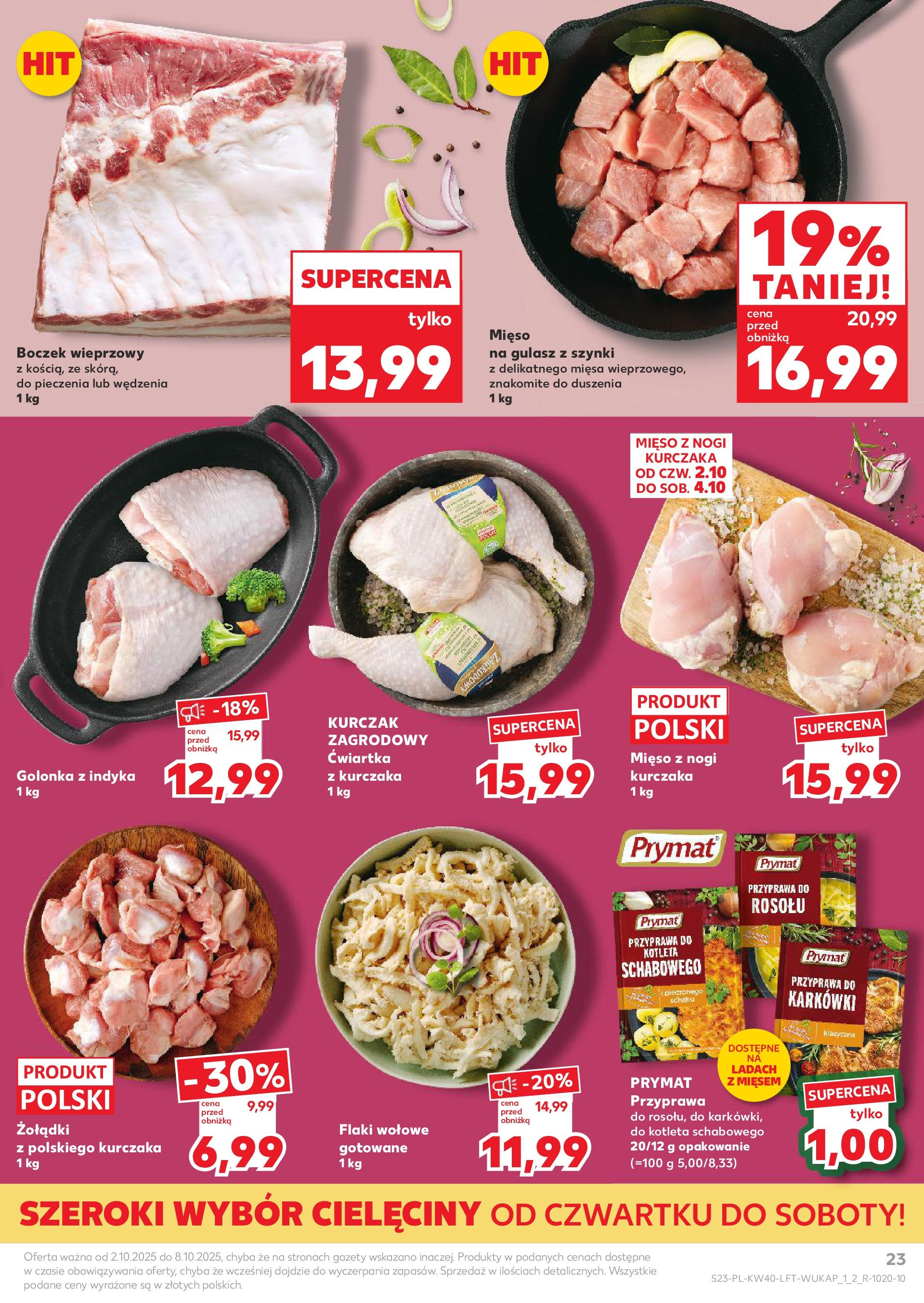 Kaufland gazetka od 02.10.2025 - od jutra PDF | Strona: 23 | Produkty: Schab, Bell, Kiełbaski, Kiełbasa krakowska
