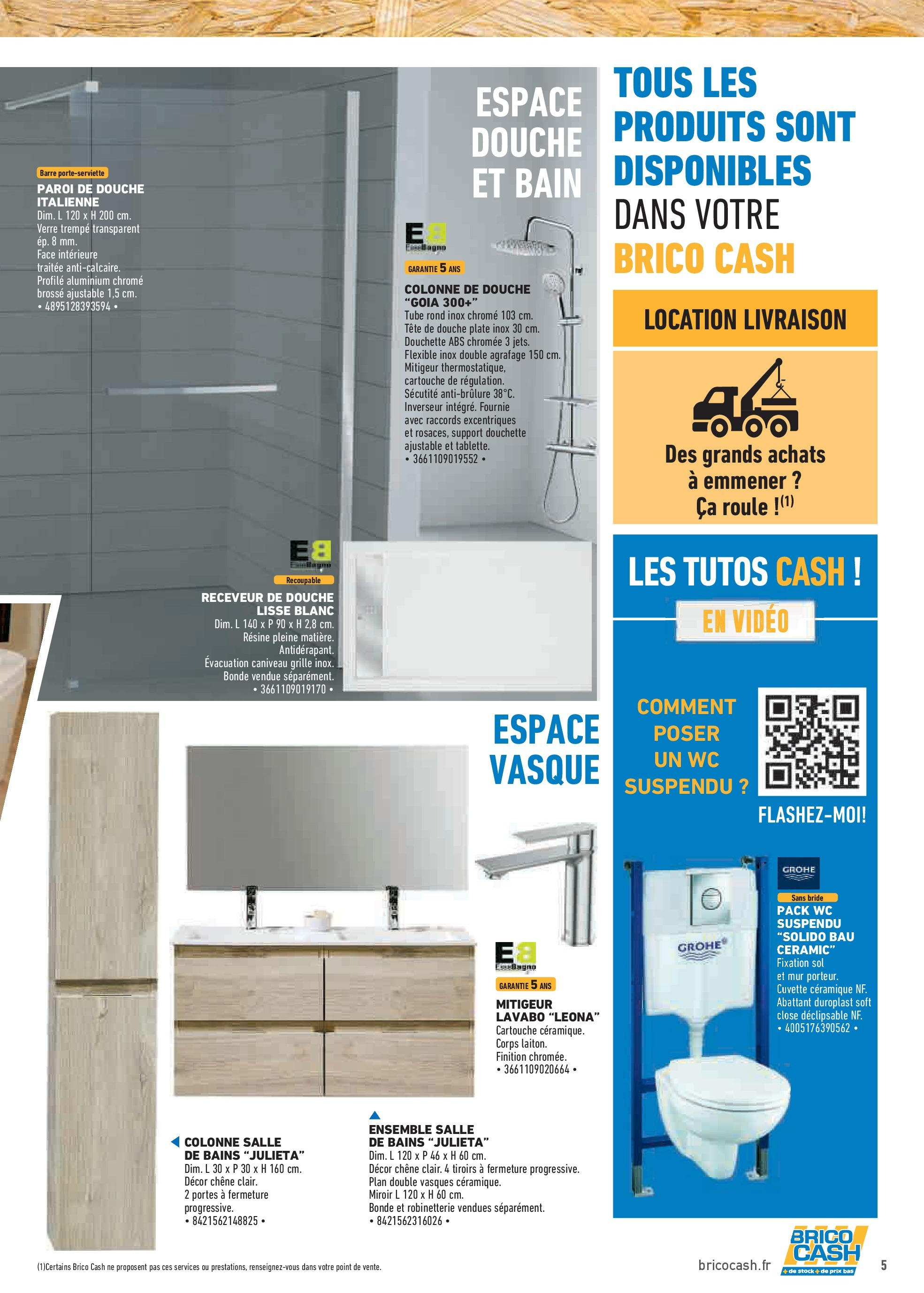 Brico Cash - Repensons votre salle de bains sans vous ruiner à partir du 02/10/2025 - promo en ligne | Page: 5 | Produits: Brosse, Tiroirs, Douche, Miroir