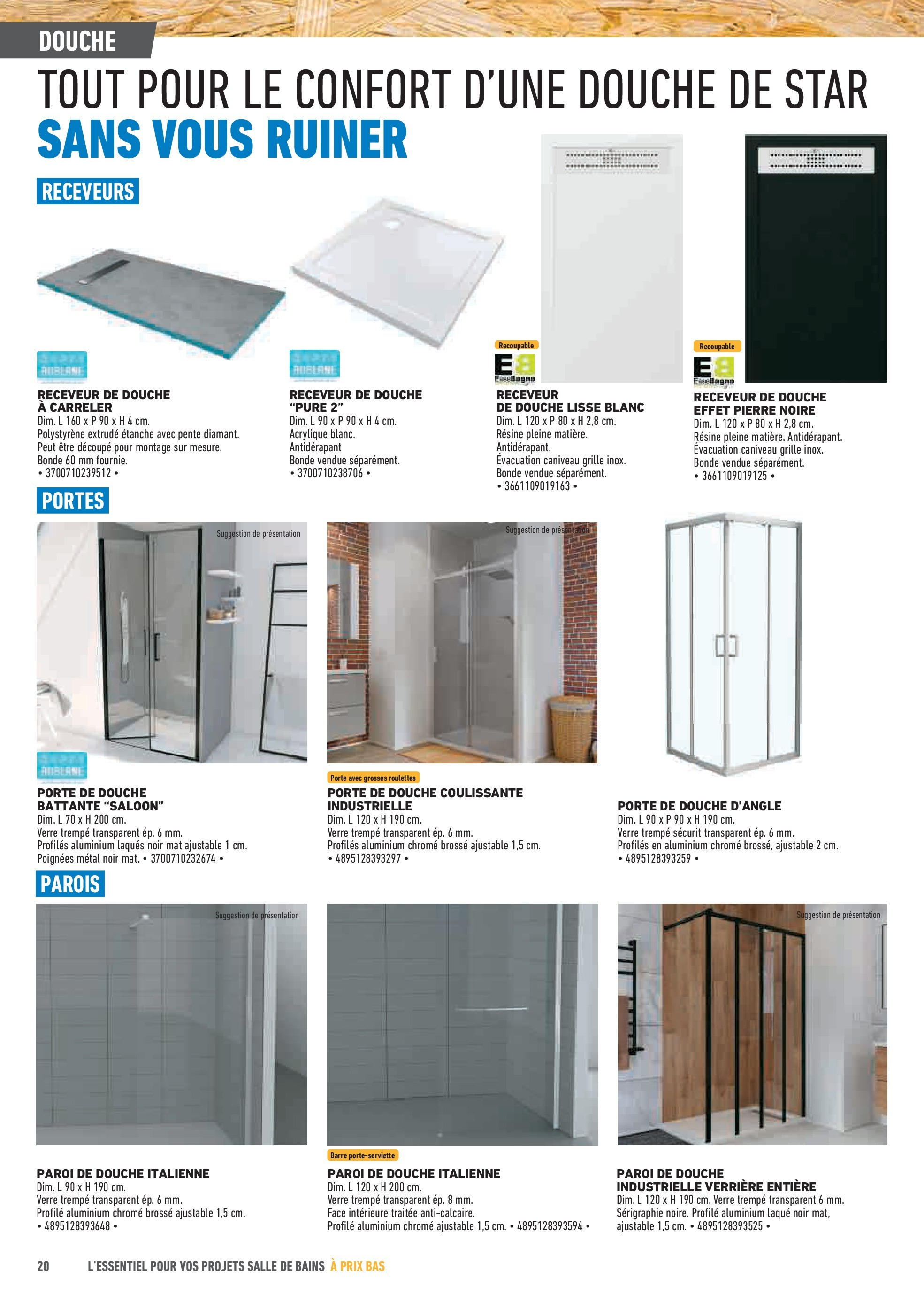 Brico Cash - Repensons votre salle de bains sans vous ruiner à partir du 02/10/2025 - promo en ligne | Page: 20 | Produits: Verrière, Porte, Portes, Douche