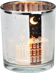 Dekorieren & Einrichten Kerzenhalter aus Glas, Häuser, silber