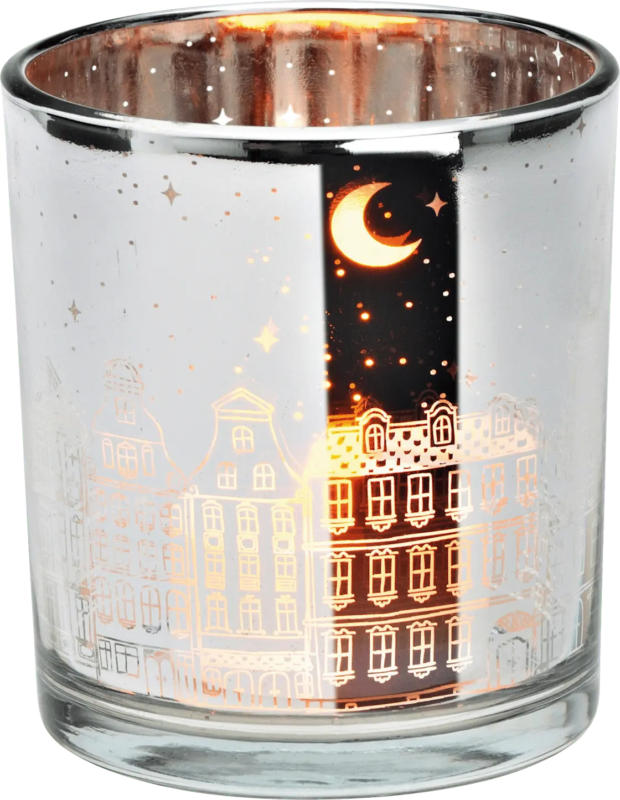 Dekorieren & Einrichten Kerzenhalter aus Glas, Häuser, silber