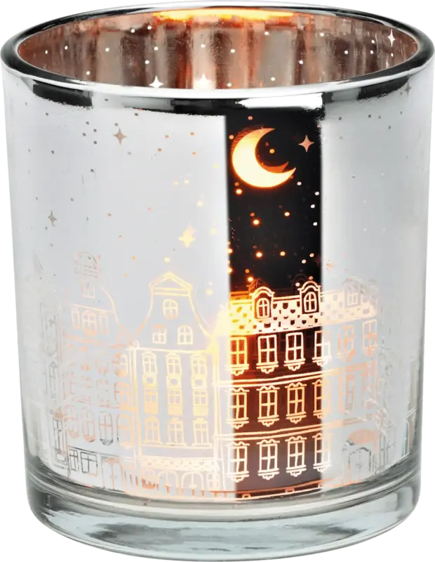 Dekorieren & Einrichten Kerzenhalter aus Glas, Häuser, silber