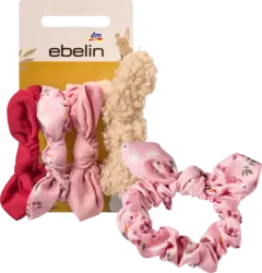 ebelin Scrunchies mit Schleifen, Rot, Rosa