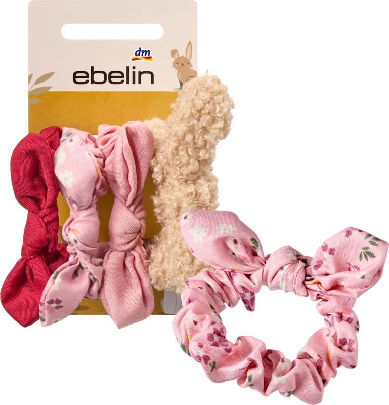 ebelin Scrunchies mit Schleifen, Rot, Rosa